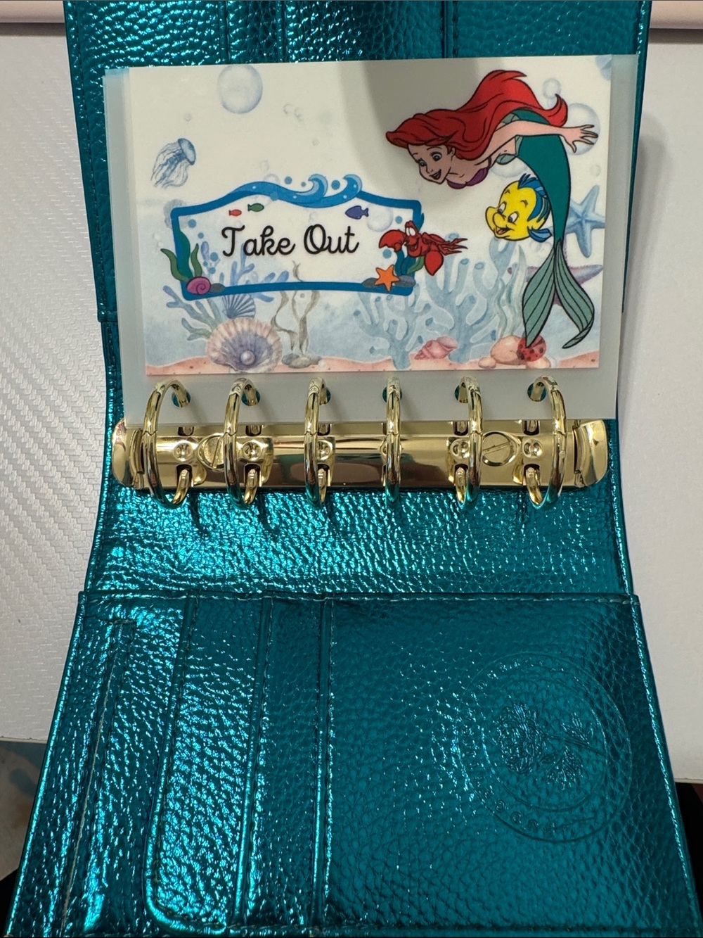 A7 Wallet/ Cash Stuffing Binder Metallic Teal
with Gold Rings & 3 envelopes - Picture 2 of 8